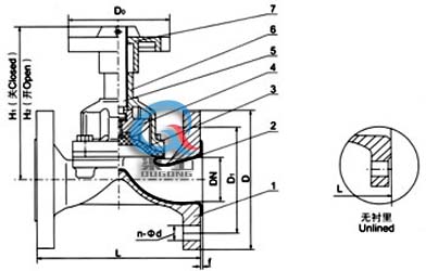 EG41堰式無襯里隔膜閥 (結構圖)